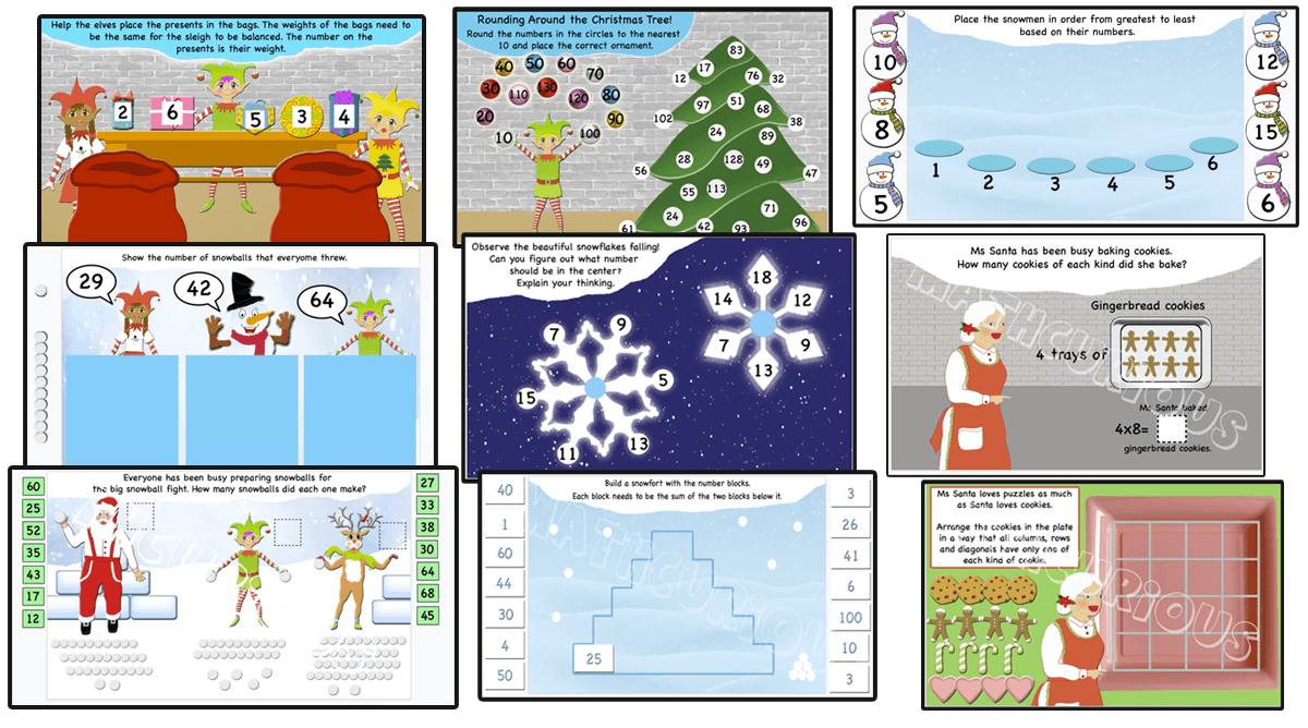 Winter Holidays print and digital Activity cards grades 1,2,3