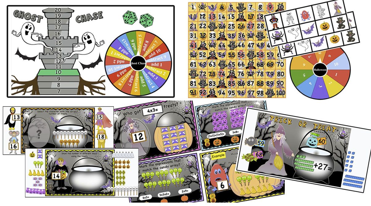 Halloween games, puzzles, and other activities