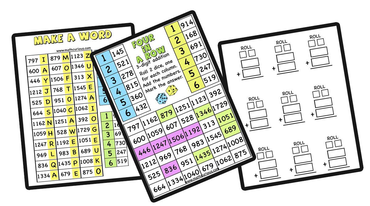 Multi-digit addition,subtraction – games, activities- 2,3,4 digits